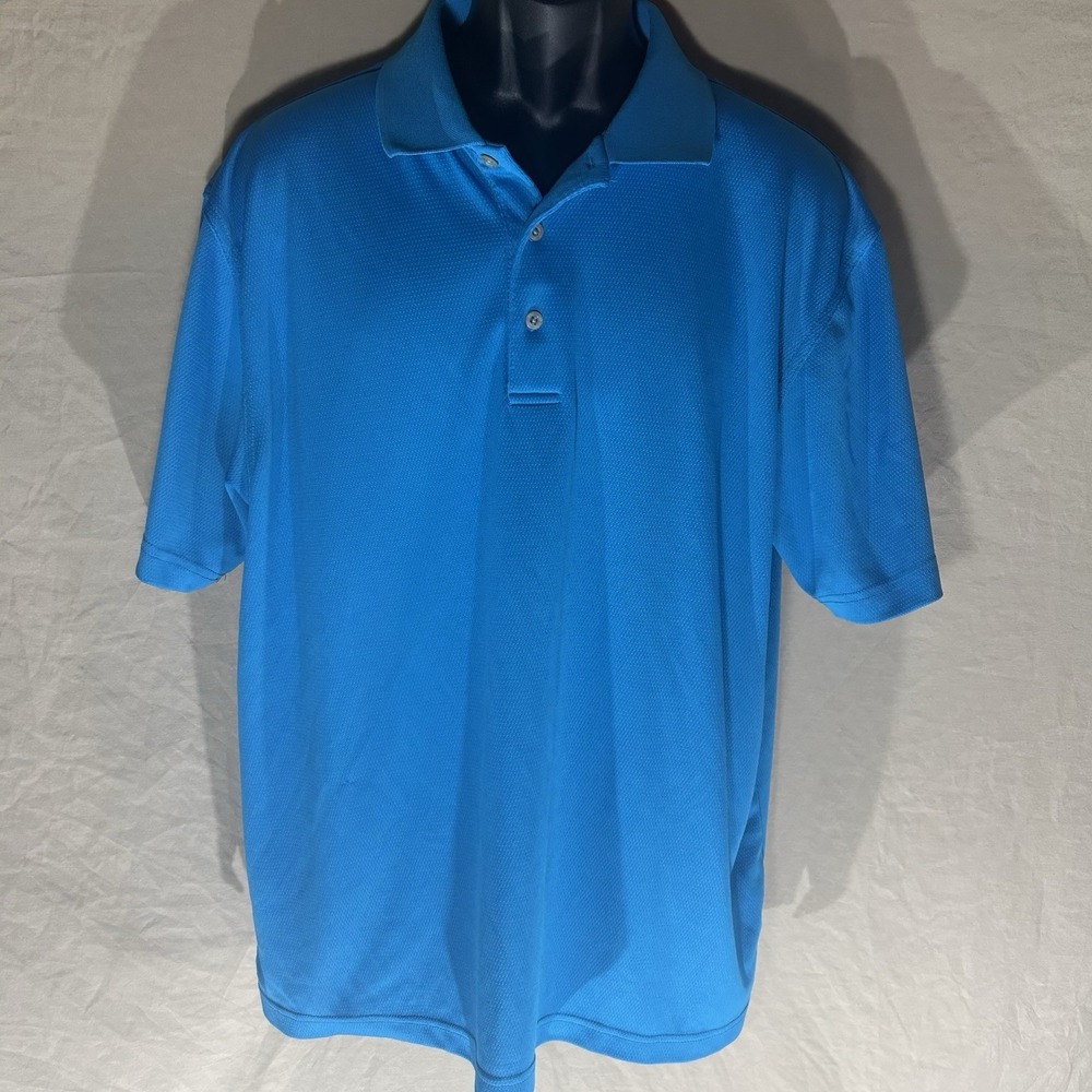 PGA Tour Polo Shirt Mens XL Blue Performance Moisture Wicking Golf Short Sleeve
